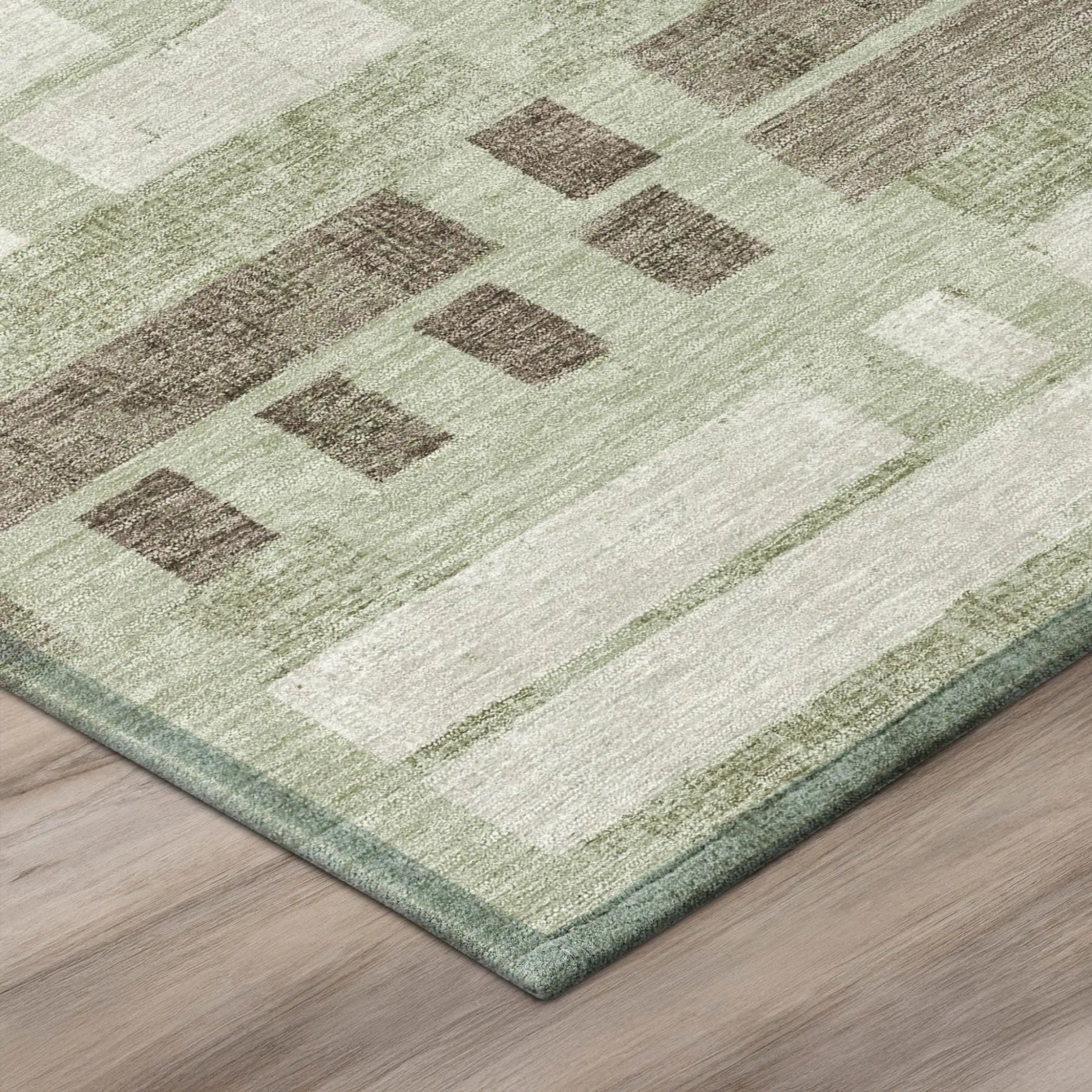 8' X 10' Green And Ivory Striped Washable Indoor Outdoor Area Rug Homeroots Outdoor