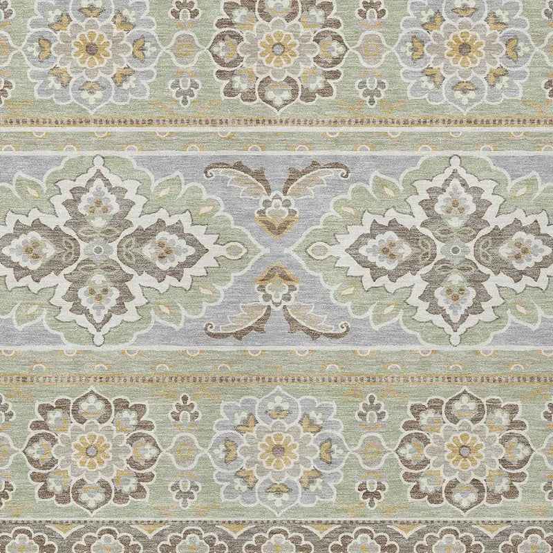 8' X 10' Green And Ivory Tribal Washable Indoor Outdoor Area Rug Homeroots Outdoor