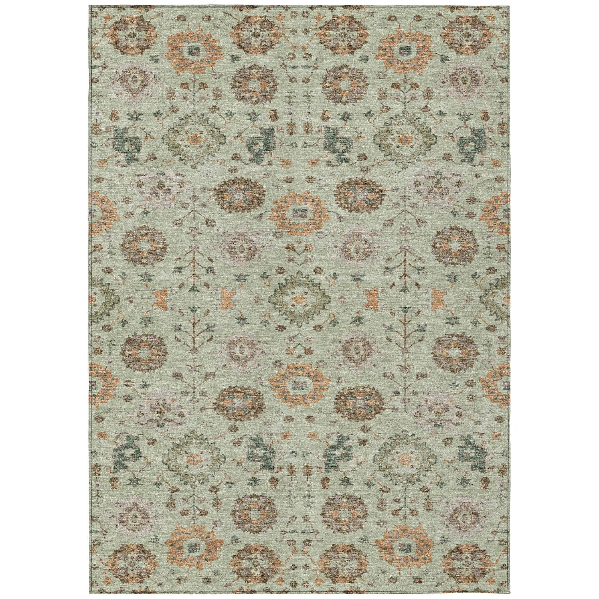 8' X 10' Green And Khaki Geometric Washable Indoor Outdoor Area Rug Homeroots Outdoor