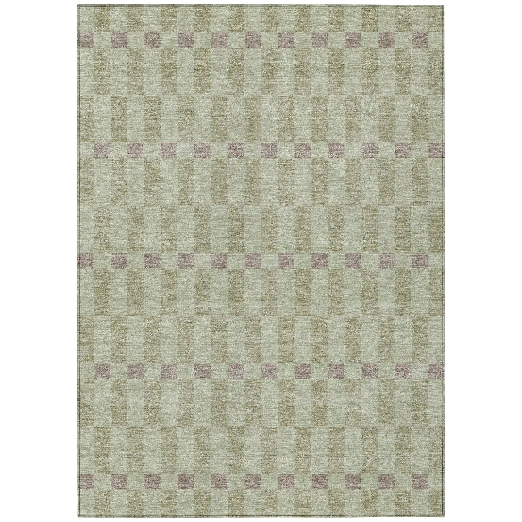 8' X 10' Green And Khaki Geometric Washable Indoor Outdoor Area Rug Homeroots Outdoor