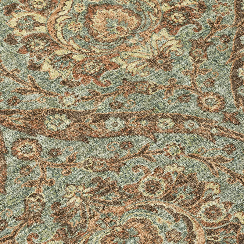 8' X 10' Green And Linen Floral Washable Indoor Outdoor Area Rug Homeroots Outdoor