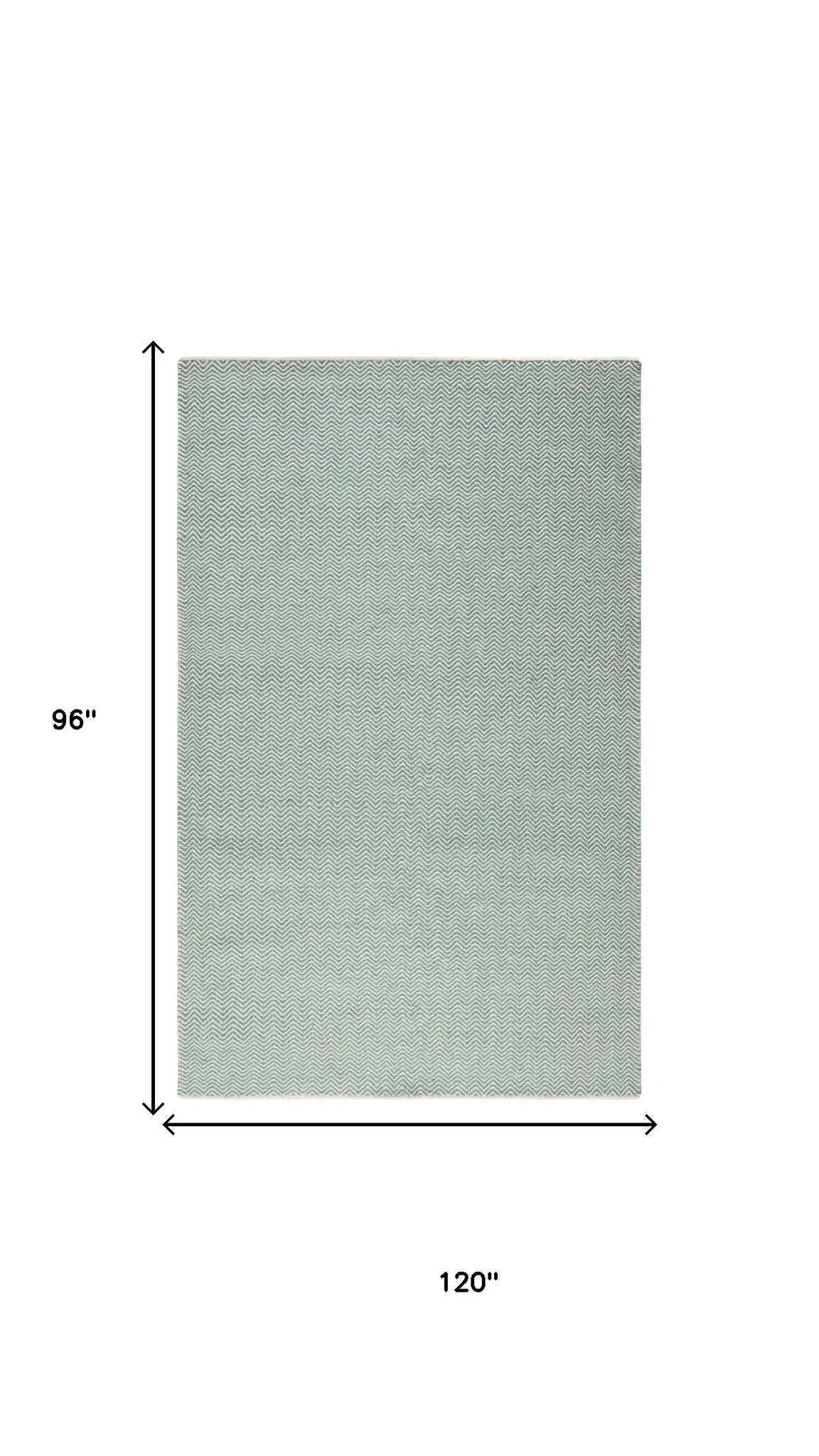 8' X 10' Green And Off White Wool Chevron Hand Woven Area Rug Homeroots Home Decor