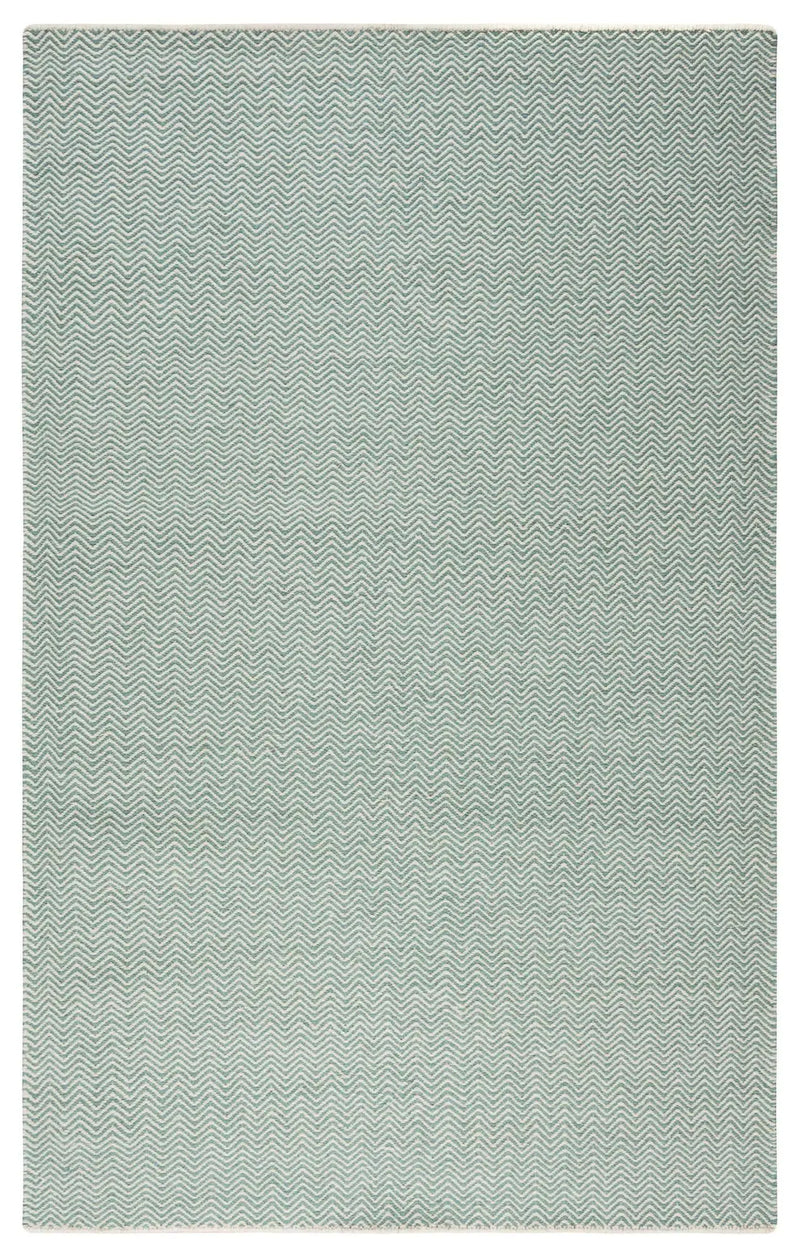 8' X 10' Green And Off White Wool Chevron Hand Woven Area Rug Homeroots Home Decor