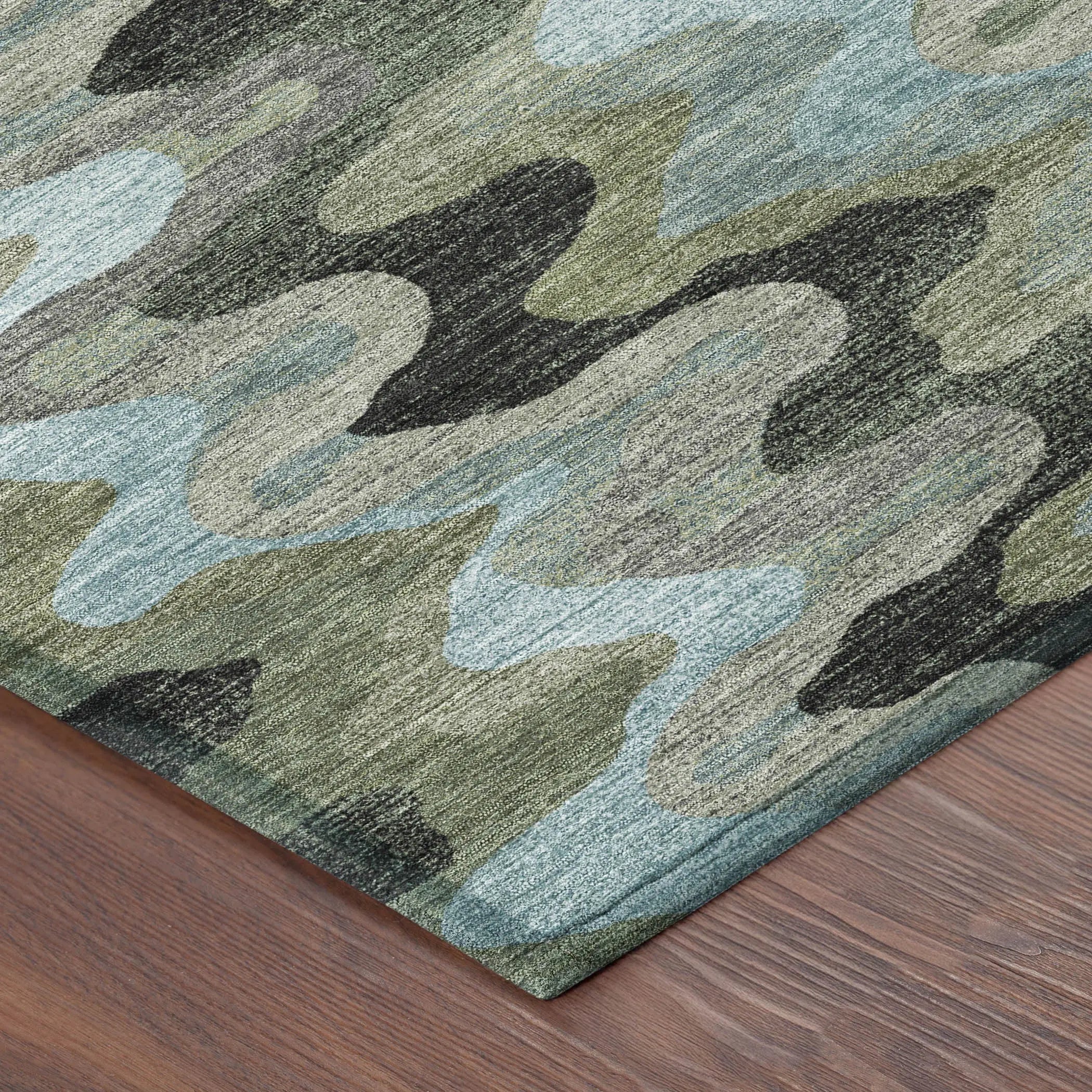 8' X 10' Green And Olive Green Abstract Washable Indoor Outdoor Area Rug Homeroots Outdoor