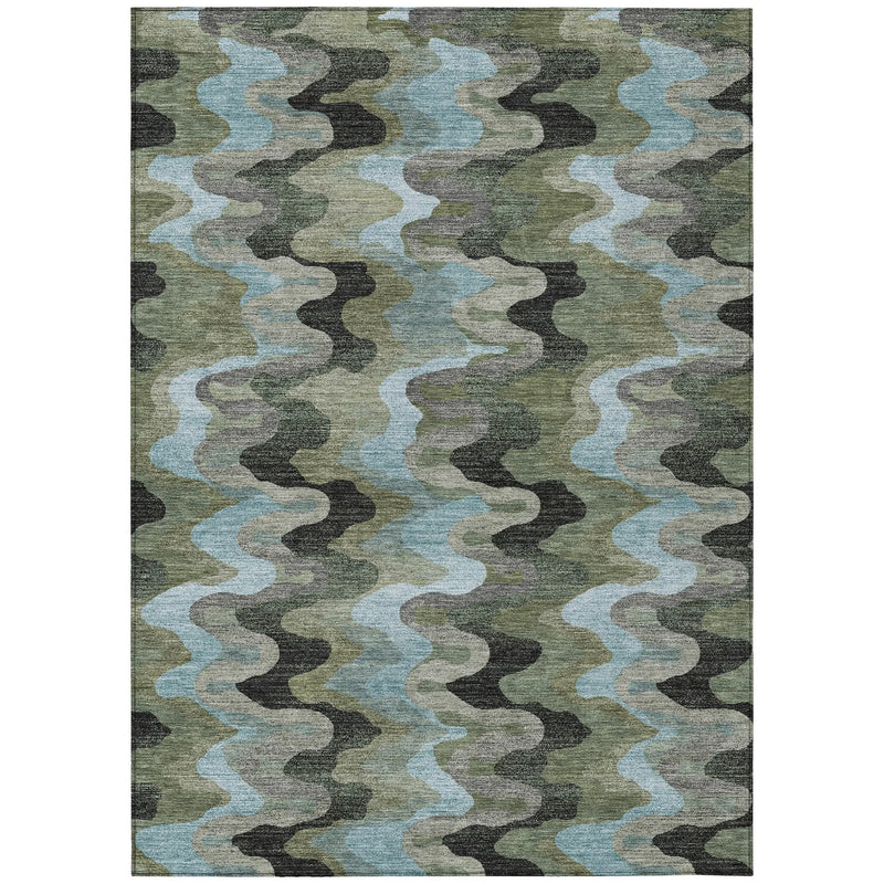 8' X 10' Green And Olive Green Abstract Washable Indoor Outdoor Area Rug Homeroots Outdoor