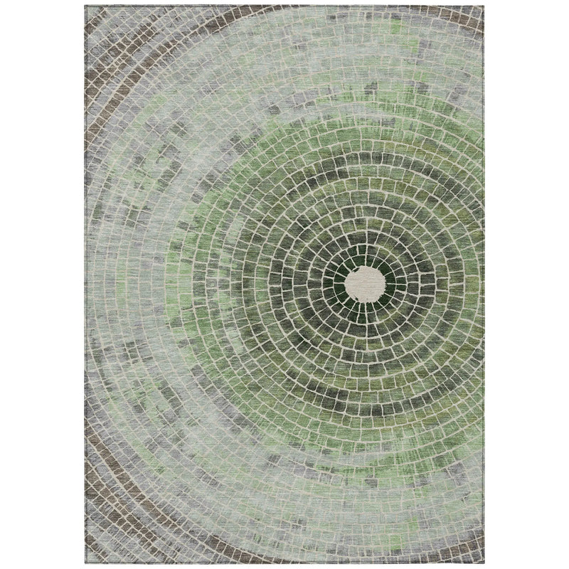 8' X 10' Green And Olive Green Geometric Washable Indoor Outdoor Area Rug Homeroots Outdoor