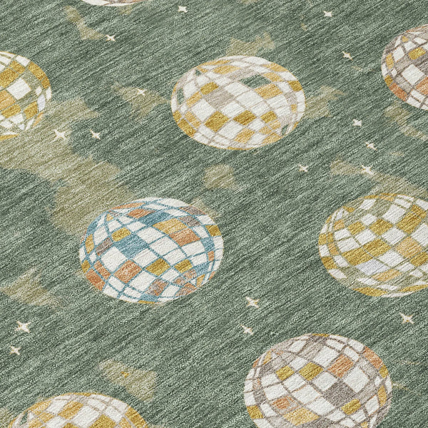 8' X 10' Green And Pearl Geometric Washable Indoor Outdoor Area Rug Homeroots Outdoor