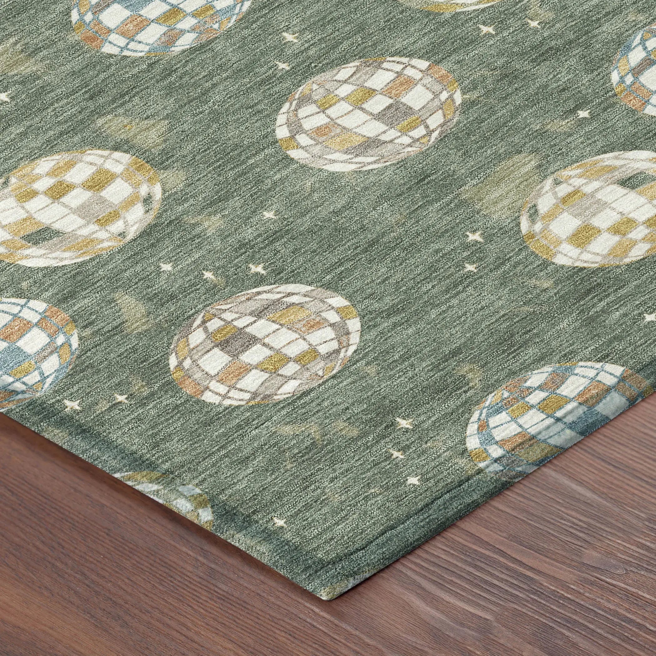 8' X 10' Green And Pearl Geometric Washable Indoor Outdoor Area Rug Homeroots Outdoor