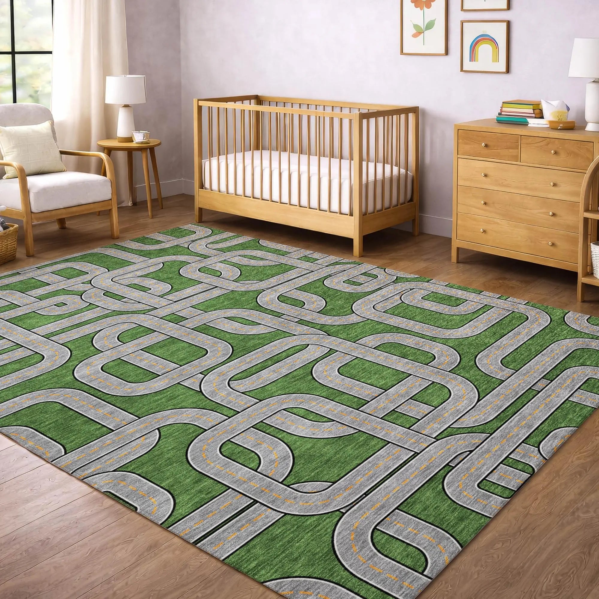 8' X 10' Green And Pewter Geometric Washable Indoor Outdoor Area Rug Homeroots Outdoor