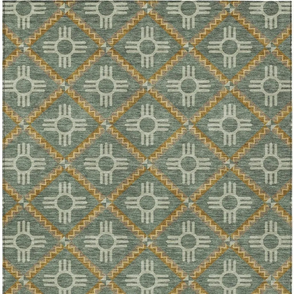 8' X 10' Green And Red Geometric Washable Indoor Outdoor Area Rug Homeroots Outdoor