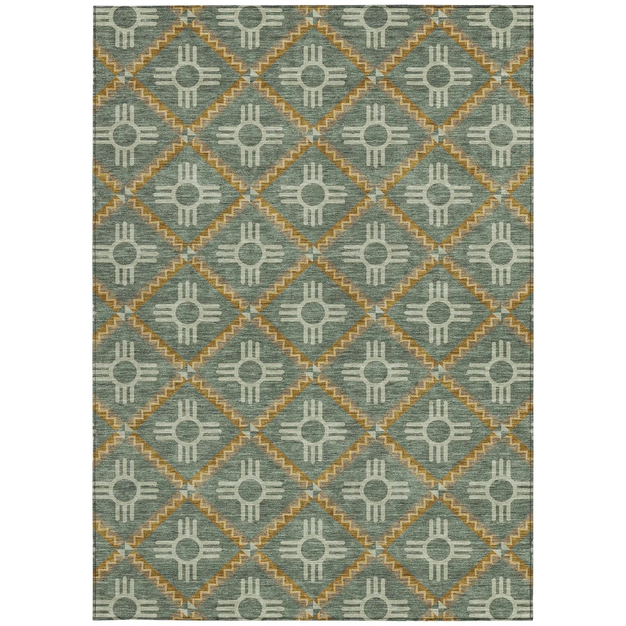 8' X 10' Green And Red Geometric Washable Indoor Outdoor Area Rug Homeroots Outdoor