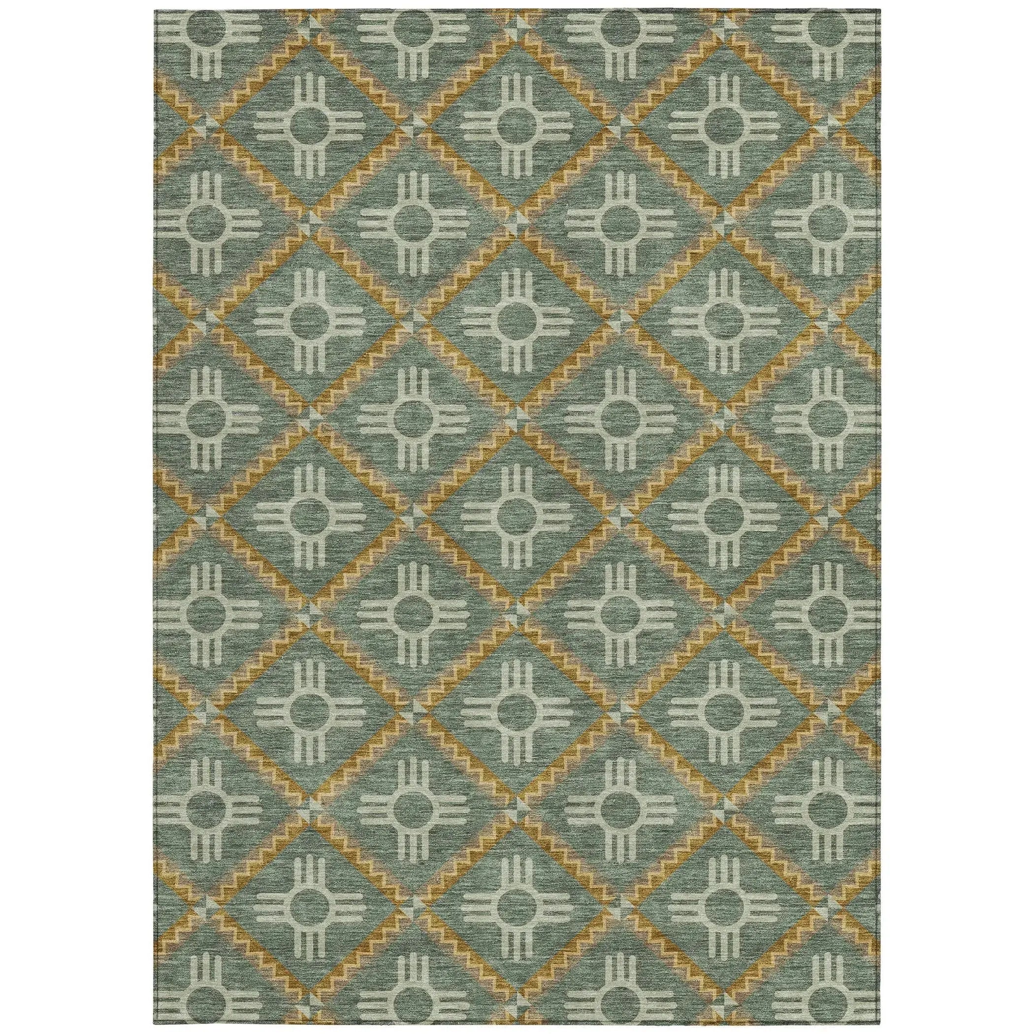 8' X 10' Green And Red Geometric Washable Indoor Outdoor Area Rug Homeroots Outdoor