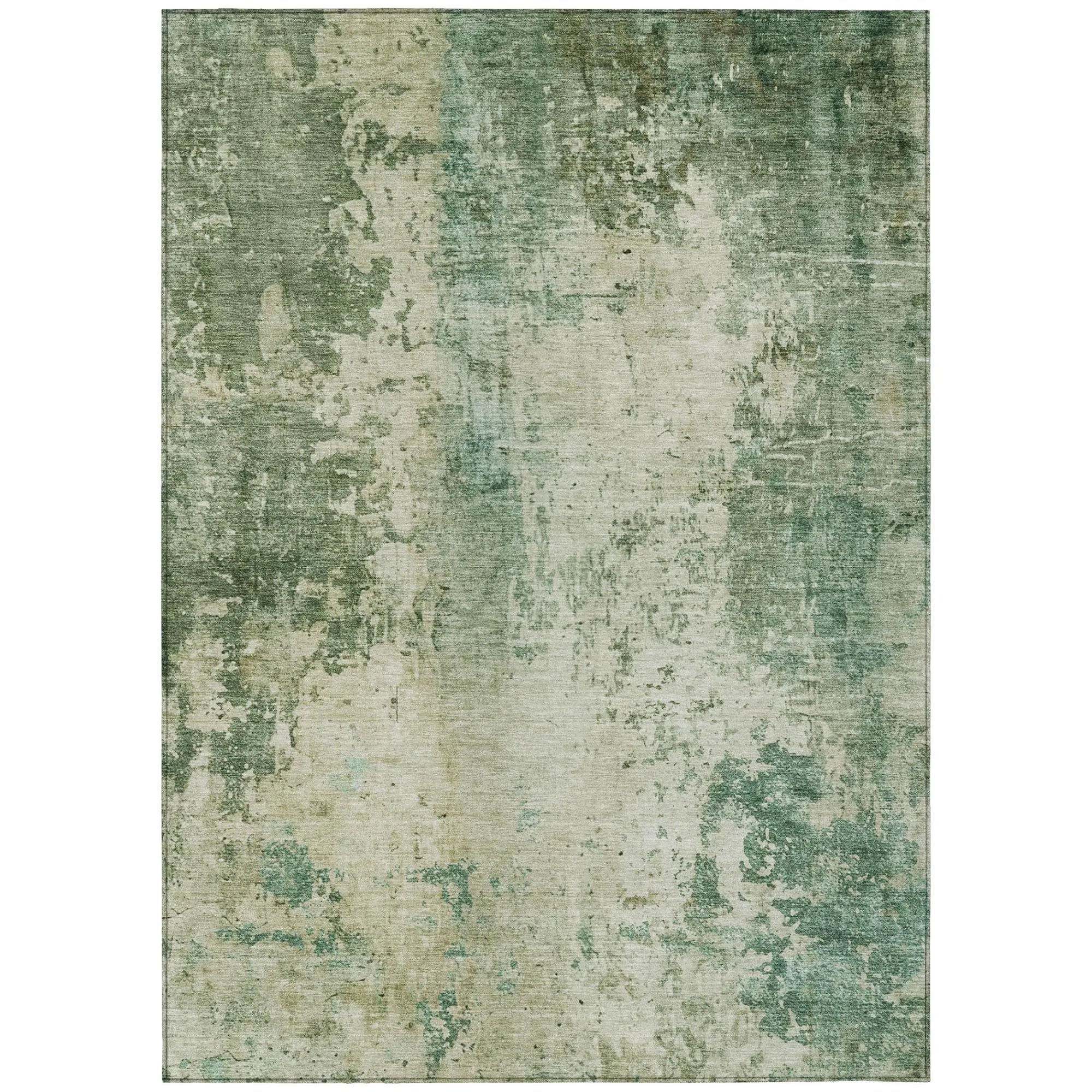 8' X 10' Green And Sage Abstract Washable Indoor Outdoor Area Rug Homeroots Outdoor