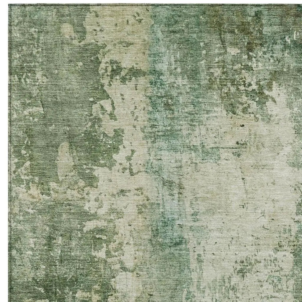 8' X 10' Green And Sage Abstract Washable Indoor Outdoor Area Rug Homeroots Outdoor