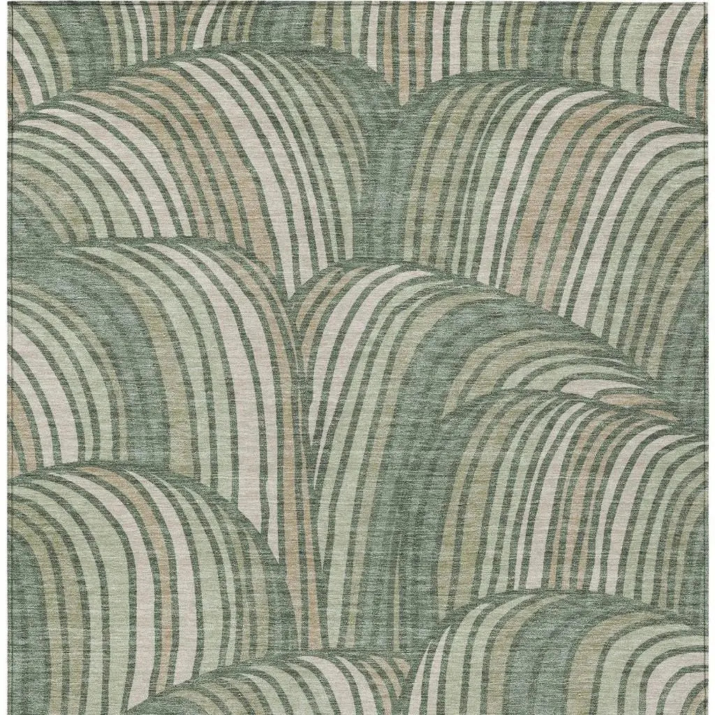 8' X 10' Green And Sage Abstract Washable Indoor Outdoor Area Rug Homeroots Outdoor