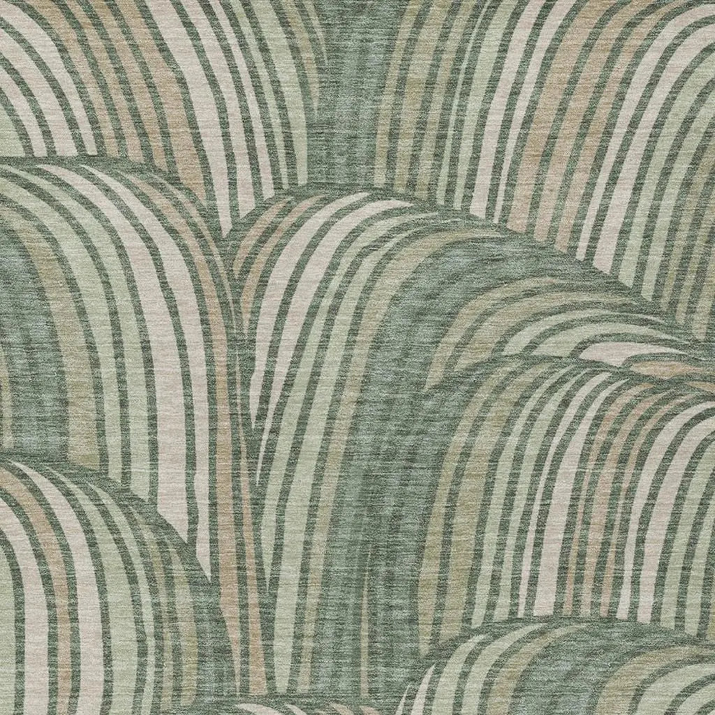 8' X 10' Green And Sage Abstract Washable Indoor Outdoor Area Rug Homeroots Outdoor