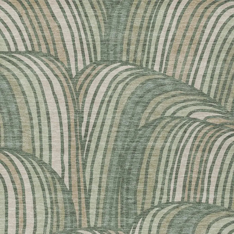 8' X 10' Green And Sage Abstract Washable Indoor Outdoor Area Rug Homeroots Outdoor