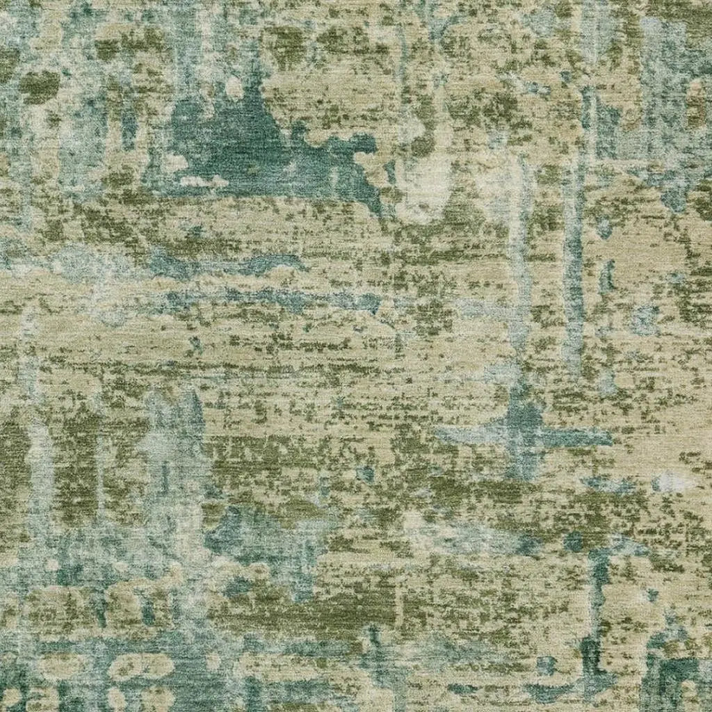 8' X 10' Green And Sage Abstract Washable Indoor Outdoor Area Rug Homeroots Outdoor