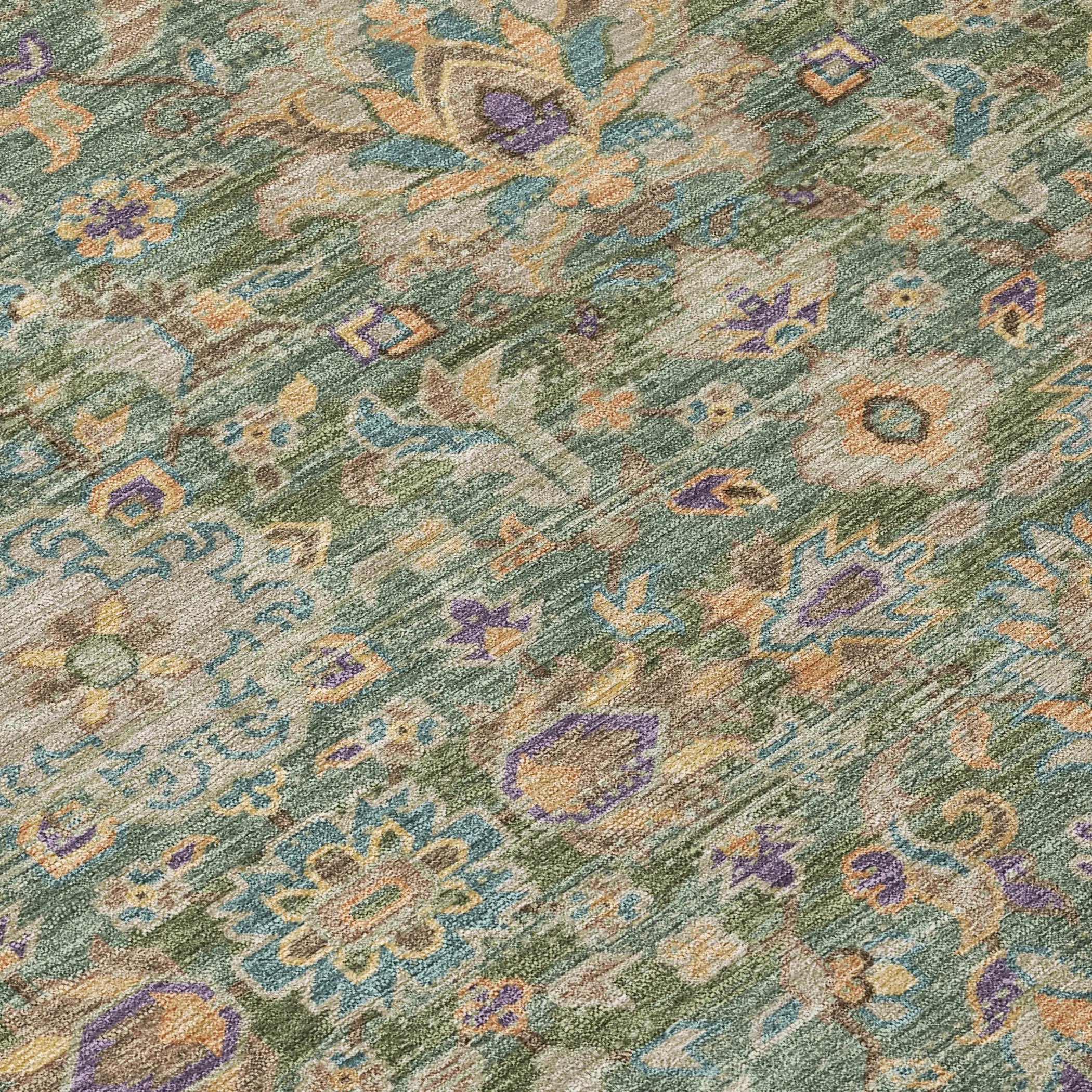 8' X 10' Green And Sage Floral Medallion Washable Indoor Outdoor Area Rug Homeroots Outdoor