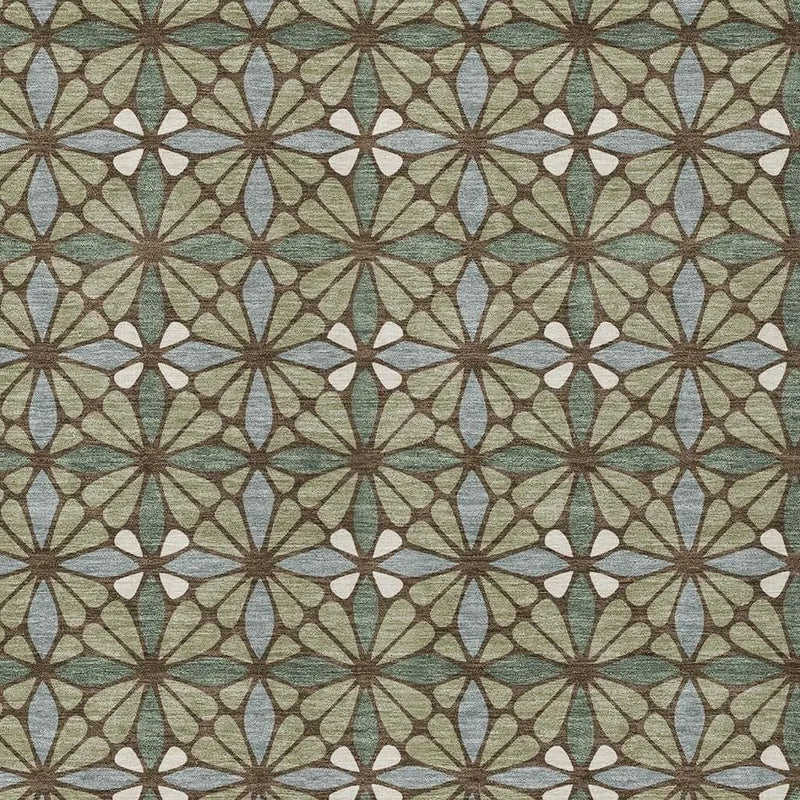8' X 10' Green And Sage Geometric Washable Indoor Outdoor Area Rug Homeroots Outdoor
