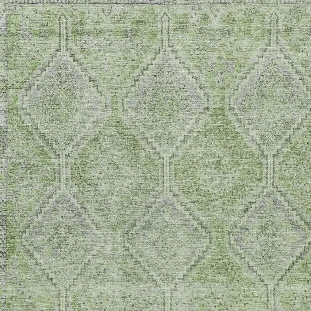 8' X 10' Green And Sage Geometric Washable Indoor Outdoor Area Rug Homeroots Outdoor