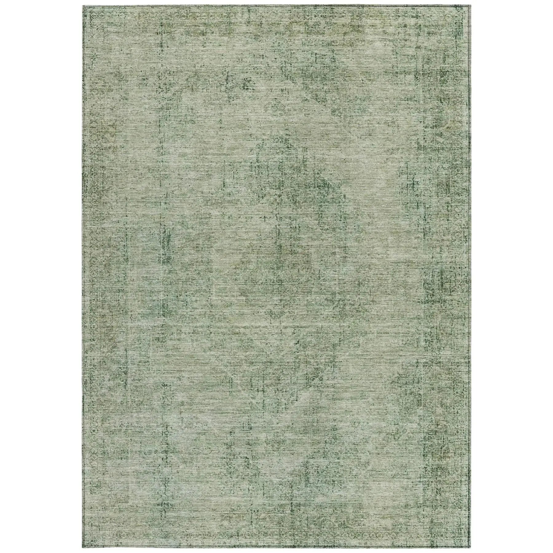 8' X 10' Green And Sage Oriental Washable Indoor Outdoor Area Rug Homeroots Outdoor