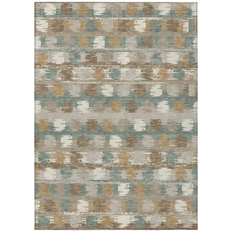 8' X 10' Green And Silver Abstract Washable Indoor Outdoor Area Rug Homeroots Outdoor