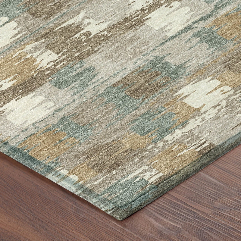 8' X 10' Green And Silver Abstract Washable Indoor Outdoor Area Rug Homeroots Outdoor