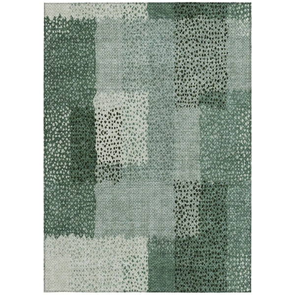 8' X 10' Green And Silver Abstract Washable Indoor Outdoor Area Rug Homeroots Outdoor