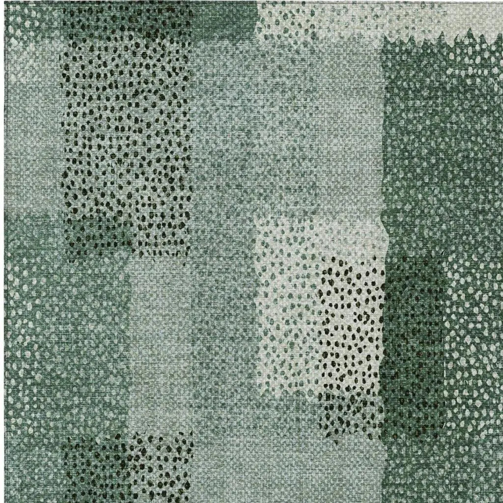 8' X 10' Green And Silver Abstract Washable Indoor Outdoor Area Rug Homeroots Outdoor