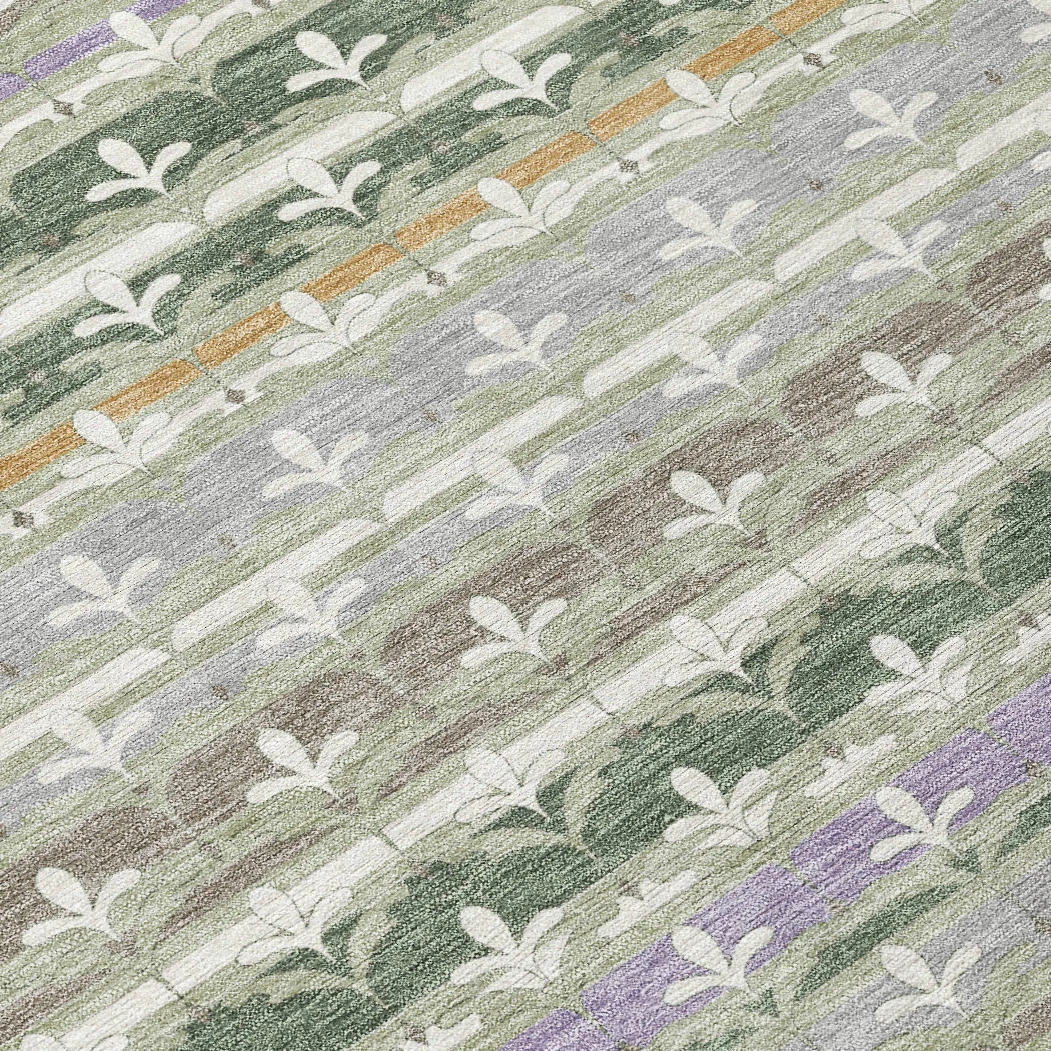 8' X 10' Green And Silver Damask Washable Indoor Outdoor Area Rug Homeroots Outdoor