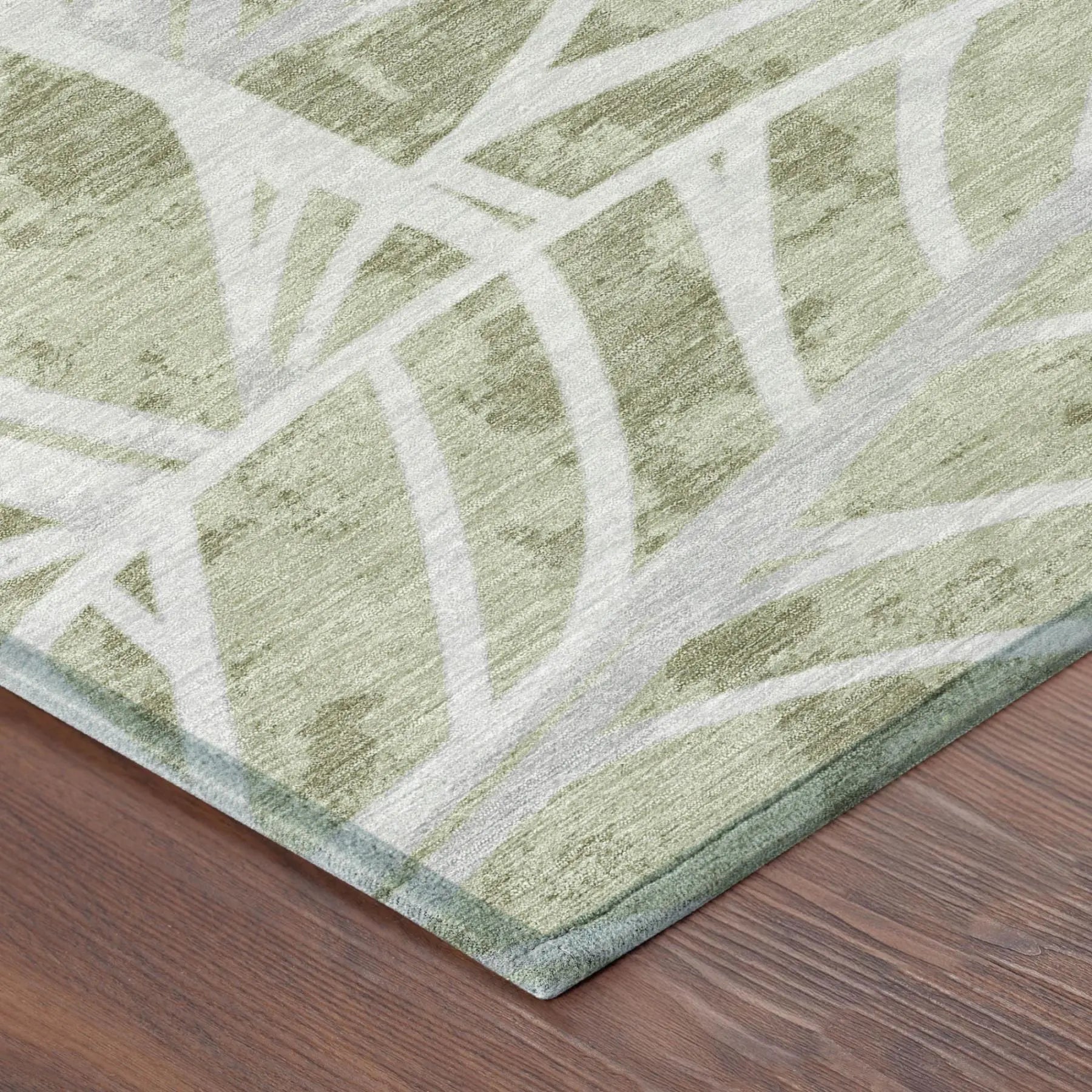 8' X 10' Green And Silver Floral Washable Indoor Outdoor Area Rug Homeroots Outdoor