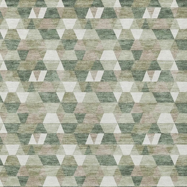 8' X 10' Green And Silver Geometric Washable Indoor Outdoor Area Rug Homeroots Outdoor