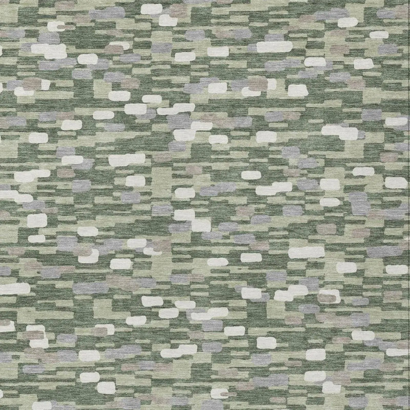 8' X 10' Green And Silver Geometric Washable Indoor Outdoor Area Rug Homeroots Outdoor