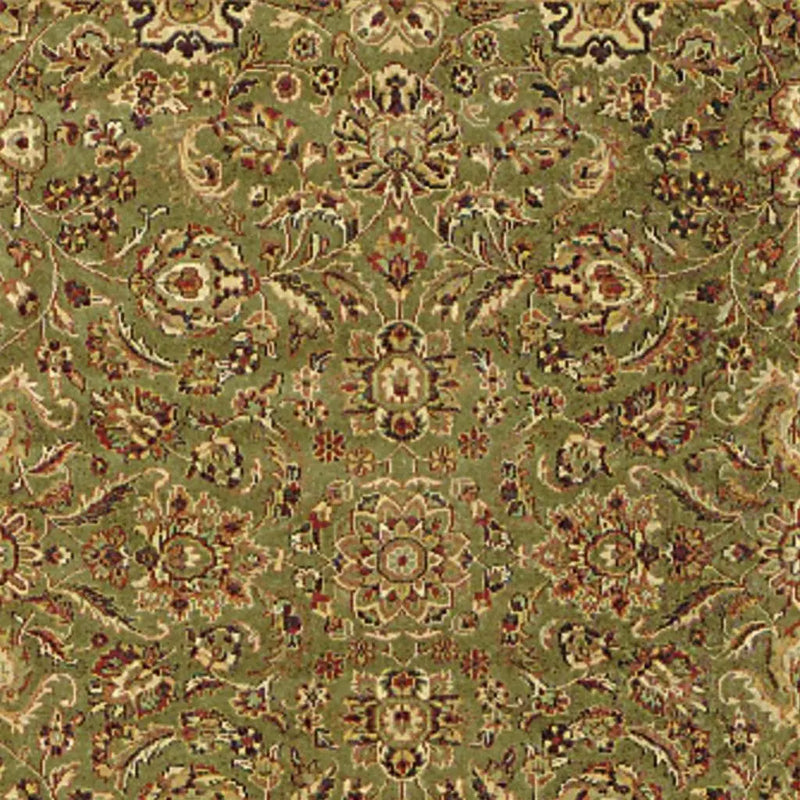 8' X 10' Green And Tan Wool Oriental Hand Knotted Area Rug With Fringe Homeroots Home Decor
