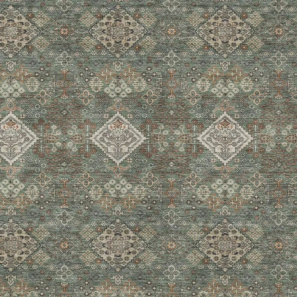 8' X 10' Green And Taupe Geometric Washable Indoor Outdoor Area Rug Homeroots Outdoor