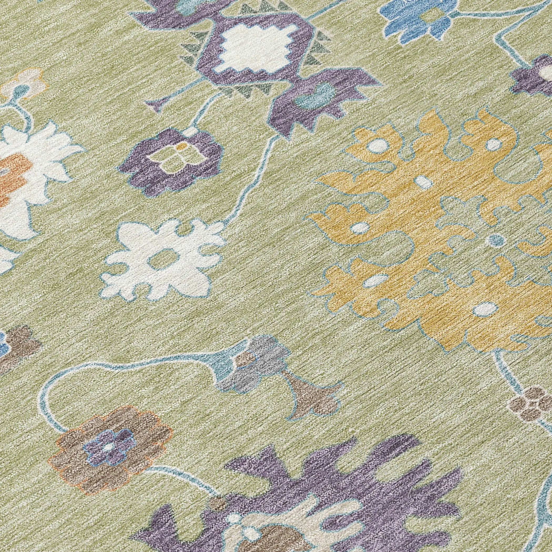 8' X 10' Green And Taupe Oriental Washable Indoor Outdoor Area Rug Homeroots Outdoor