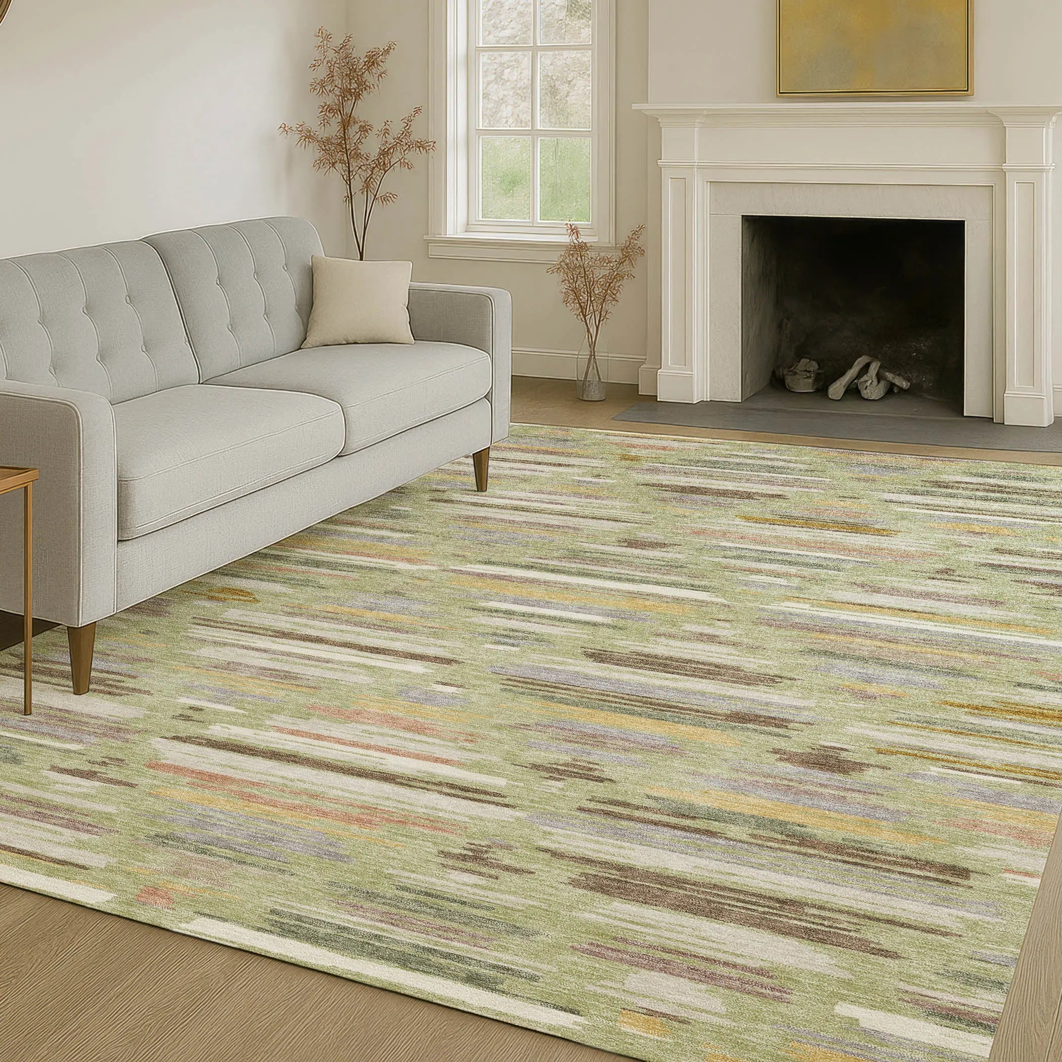 8' X 10' Green And Taupe Southwestern Washable Indoor Outdoor Area Rug Homeroots Outdoor