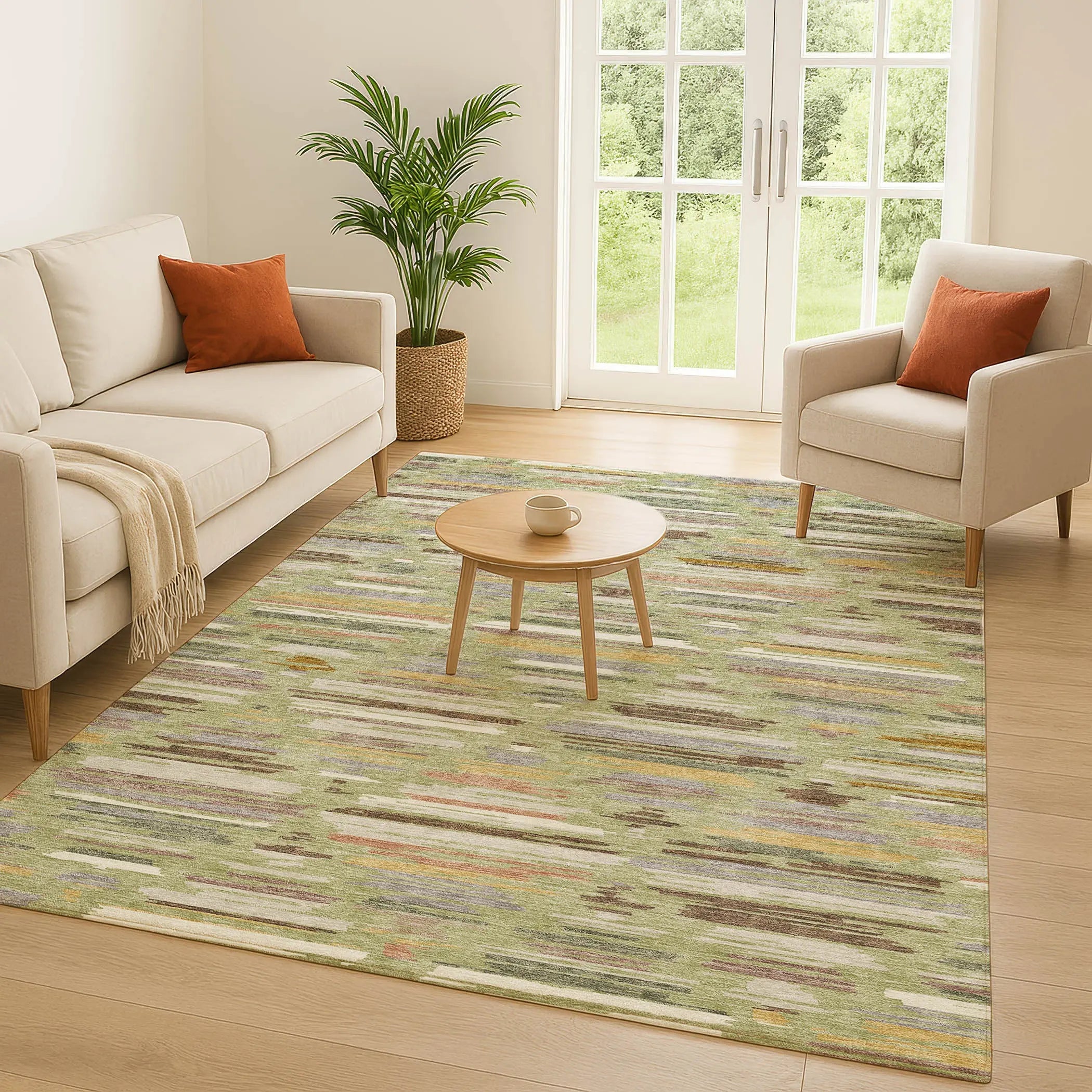 8' X 10' Green And Taupe Southwestern Washable Indoor Outdoor Area Rug Homeroots Outdoor