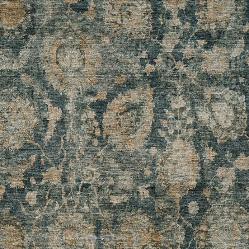 8' X 10' Green And Teal Blue Botanical Leaves Washable Indoor Outdoor Area Rug Homeroots Outdoor