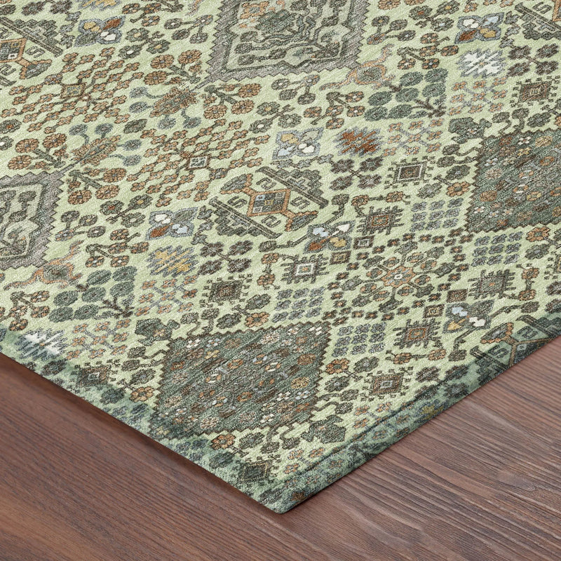 8' X 10' Green And Teal Blue Geometric Washable Indoor Outdoor Area Rug Homeroots Outdoor