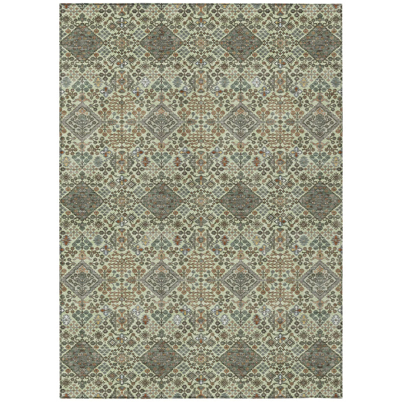 8' X 10' Green And Teal Blue Geometric Washable Indoor Outdoor Area Rug Homeroots Outdoor