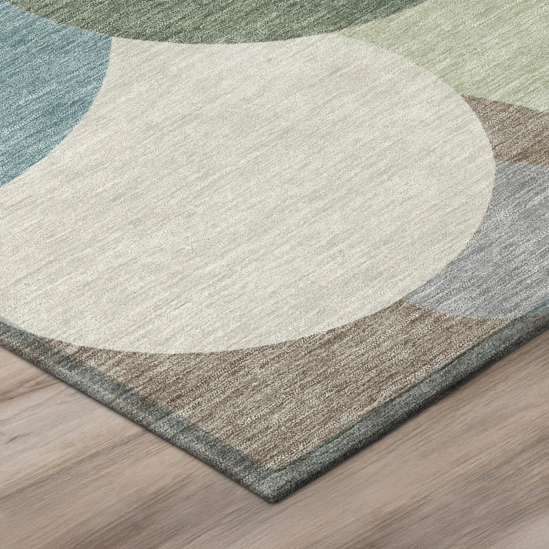 8' X 10' Green And Teal Blue Geometric Washable Indoor Outdoor Area Rug Homeroots Outdoor