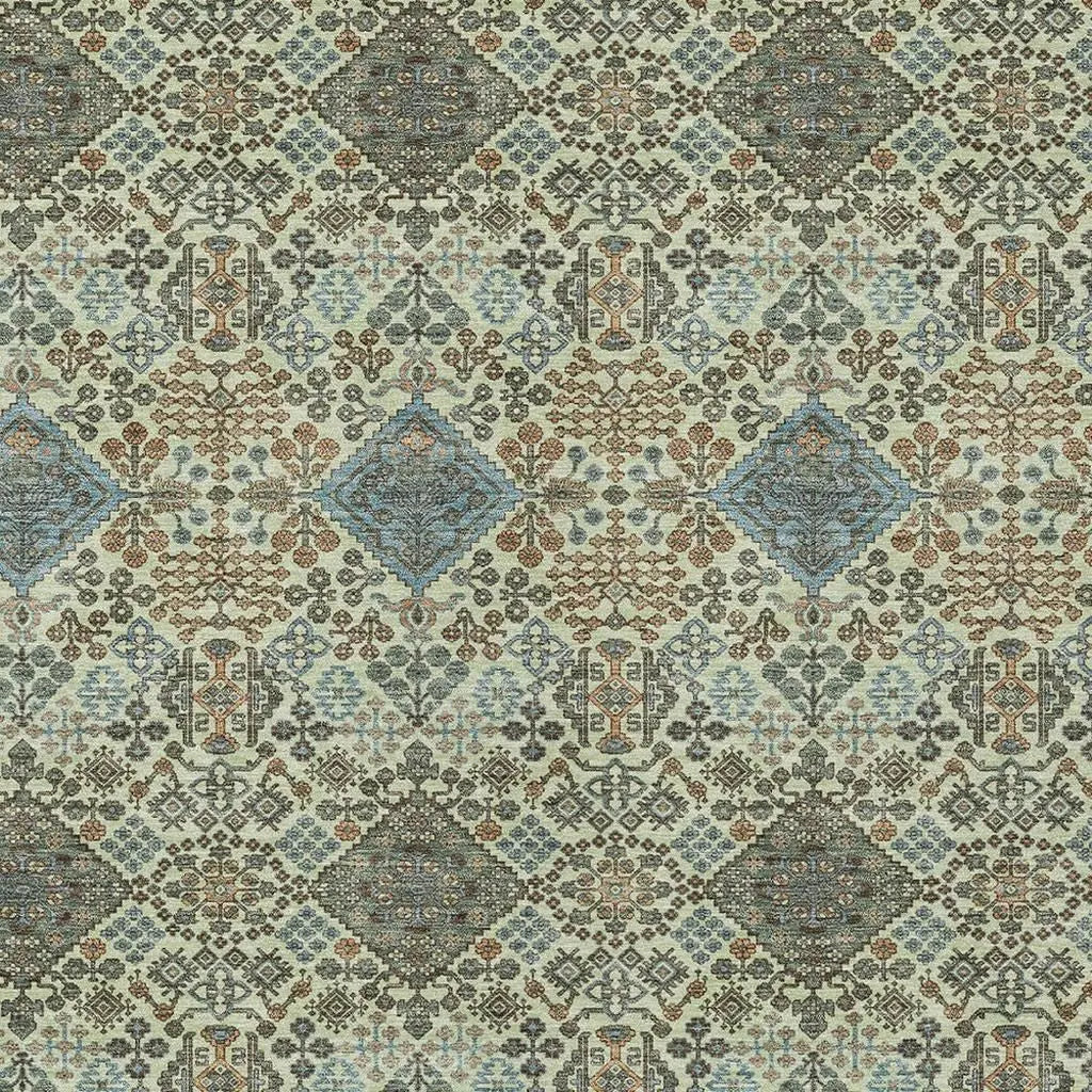 8' X 10' Green And Teal Blue Geometric Washable Indoor Outdoor Area Rug Homeroots Outdoor