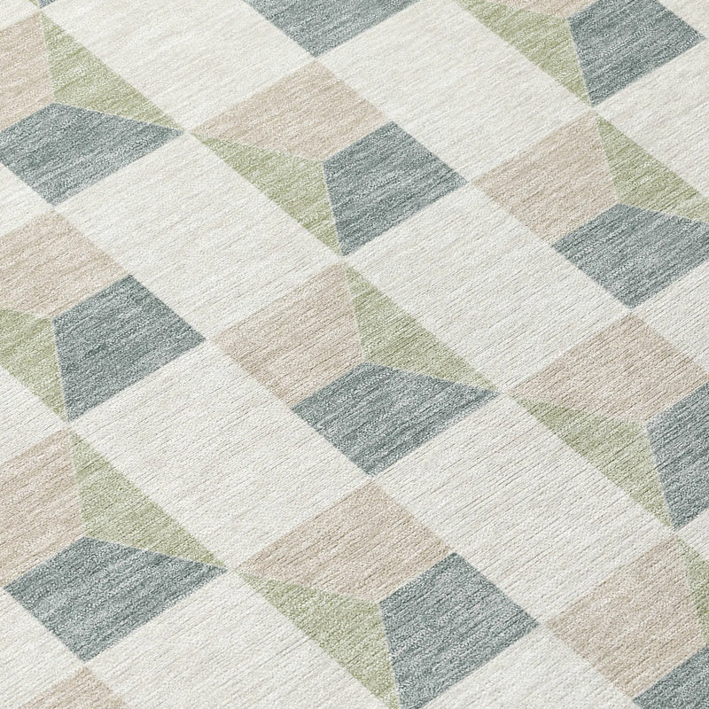 8' X 10' Green And Teal Blue Geometric Washable Indoor Outdoor Area Rug Homeroots Outdoor
