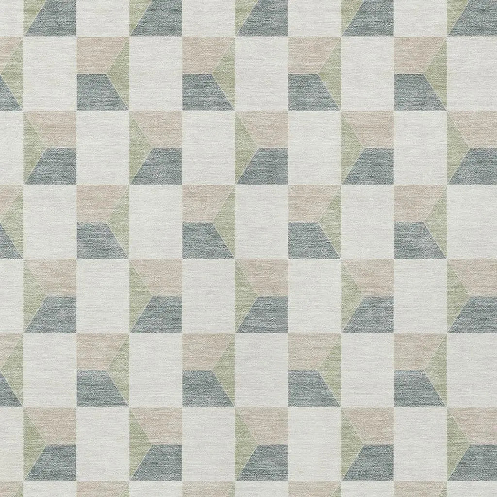 8' X 10' Green And Teal Blue Geometric Washable Indoor Outdoor Area Rug Homeroots Outdoor