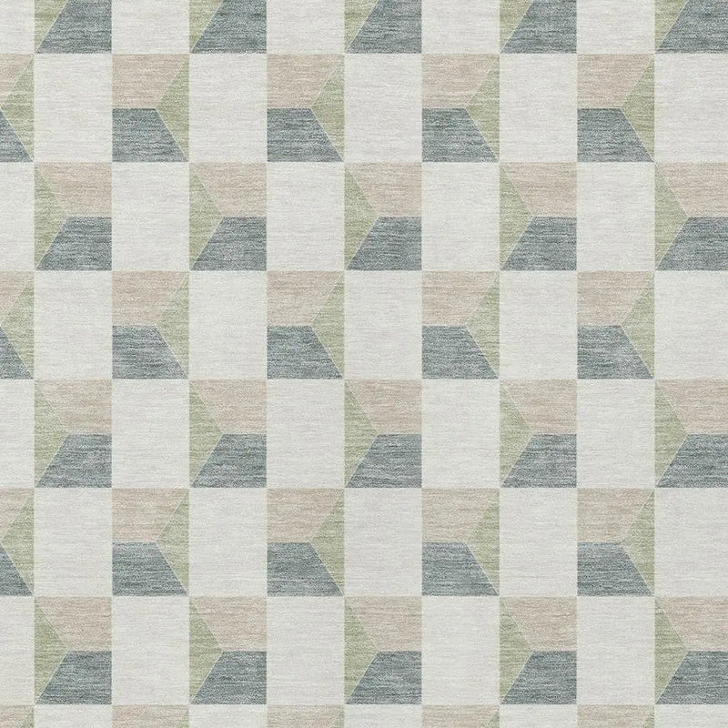 8' X 10' Green And Teal Blue Geometric Washable Indoor Outdoor Area Rug Homeroots Outdoor