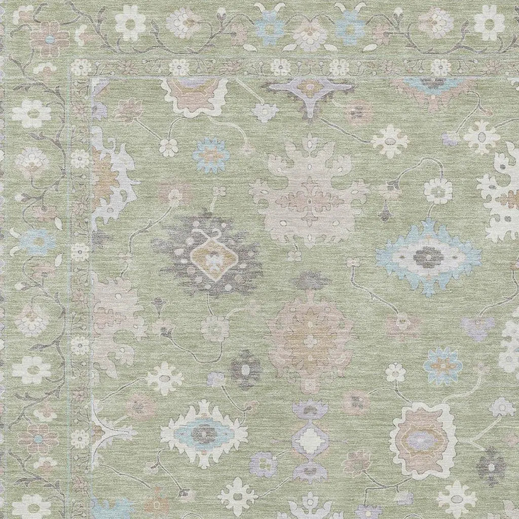 8' X 10' Green And Teal Blue Oriental Washable Indoor Outdoor Area Rug Homeroots Outdoor