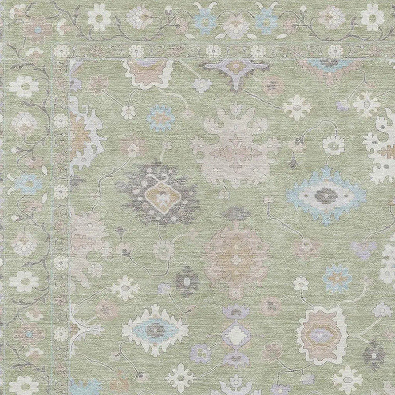 8' X 10' Green And Teal Blue Oriental Washable Indoor Outdoor Area Rug Homeroots Outdoor