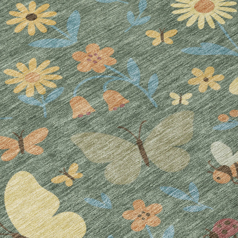 8' X 10' Green And Wheat Abstract Washable Indoor Outdoor Area Rug Homeroots Outdoor